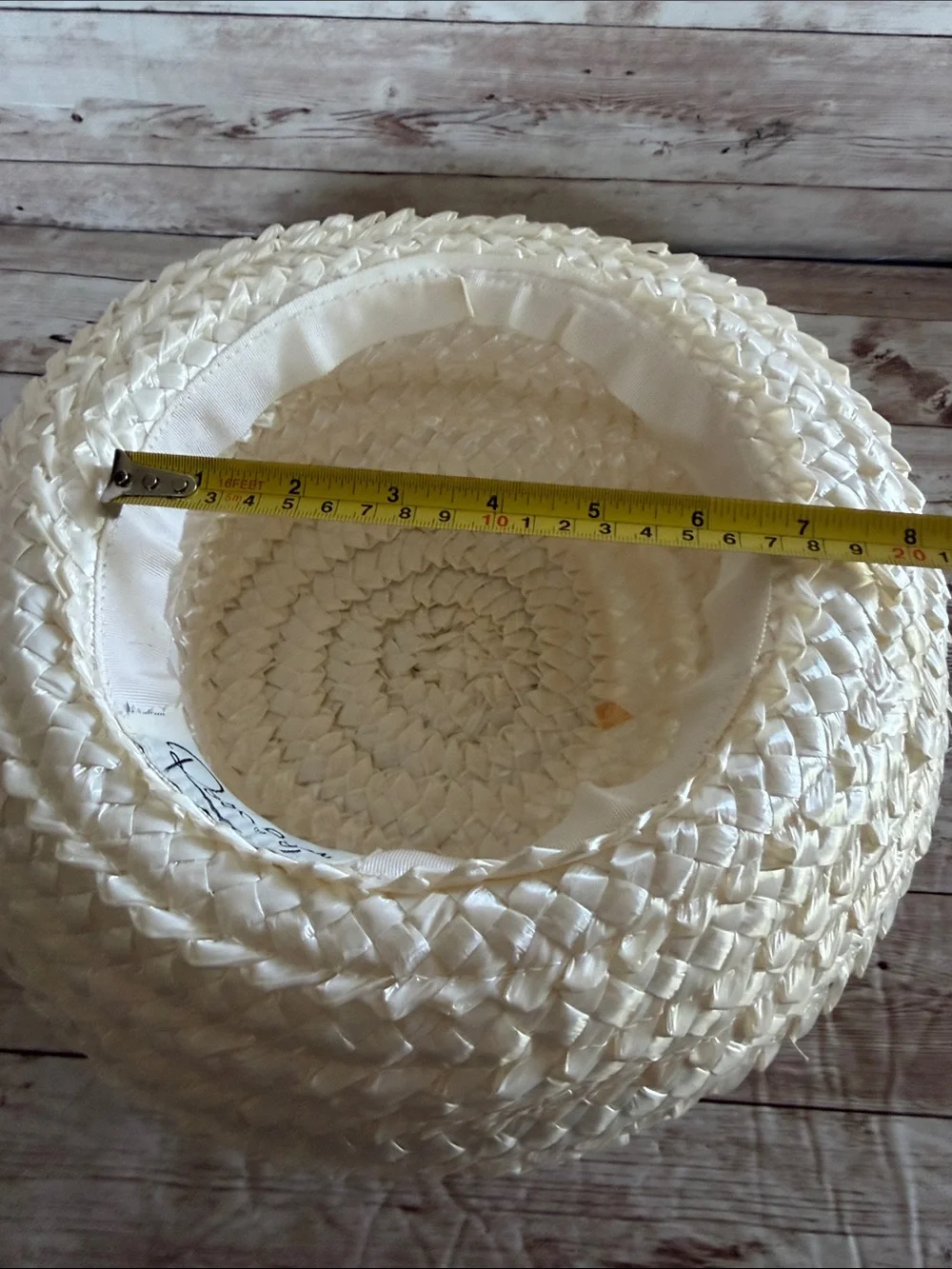 Vintage Cream Braided Straw Tilt Hat Breton-Style Straw Hat 1950's 1960's - Picture 7 of 9